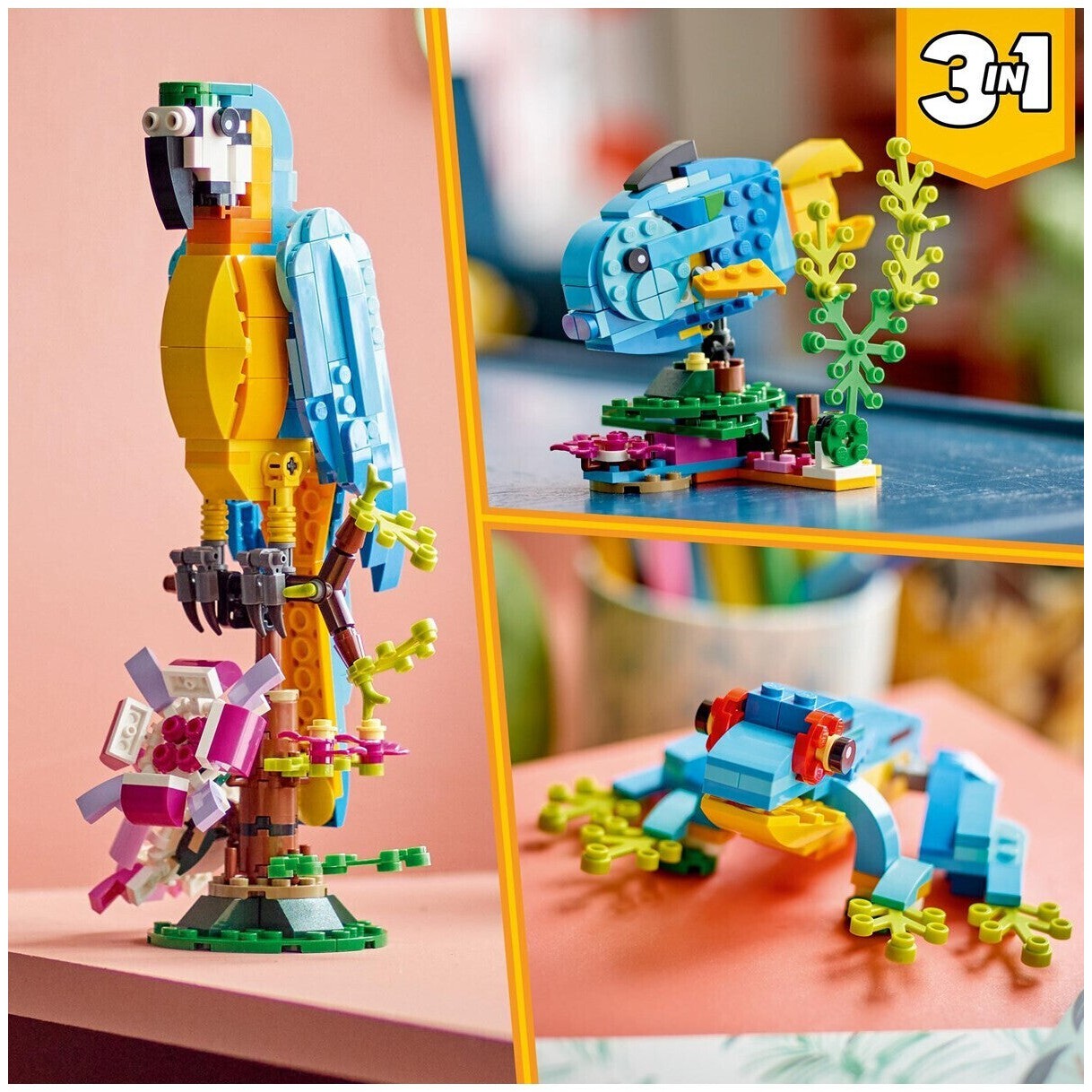 LEGO 31136 Creator 3 in 1 Exotischer Papagei / Fisch / Frosch