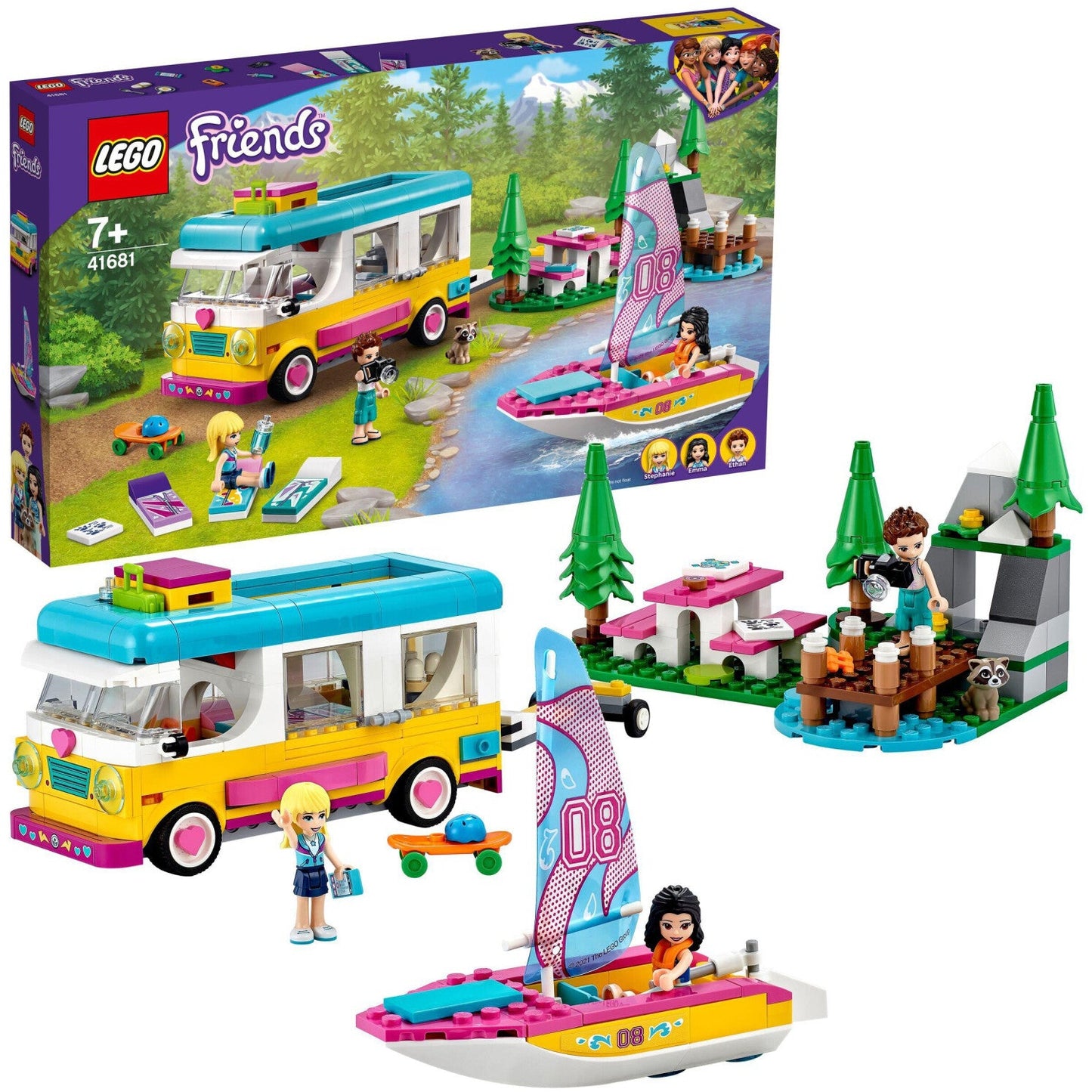 LEGO 41681 Friends Wohnmobil- und Segelbootausflug