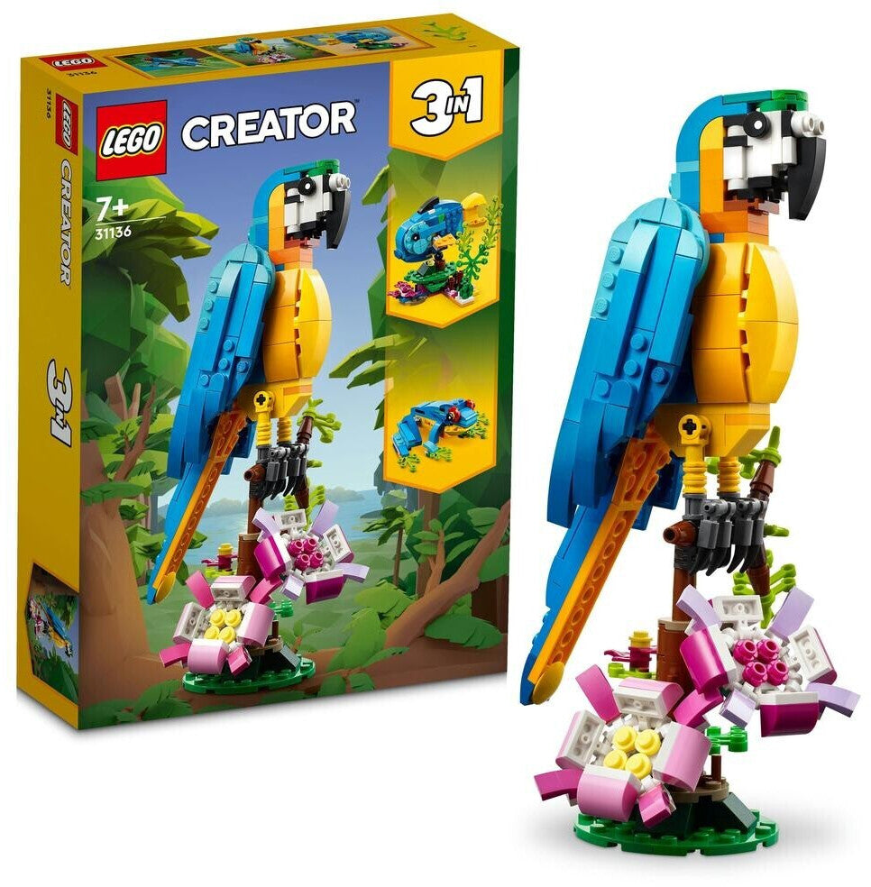 LEGO 31136 Creator 3 in 1 Exotischer Papagei / Fisch / Frosch