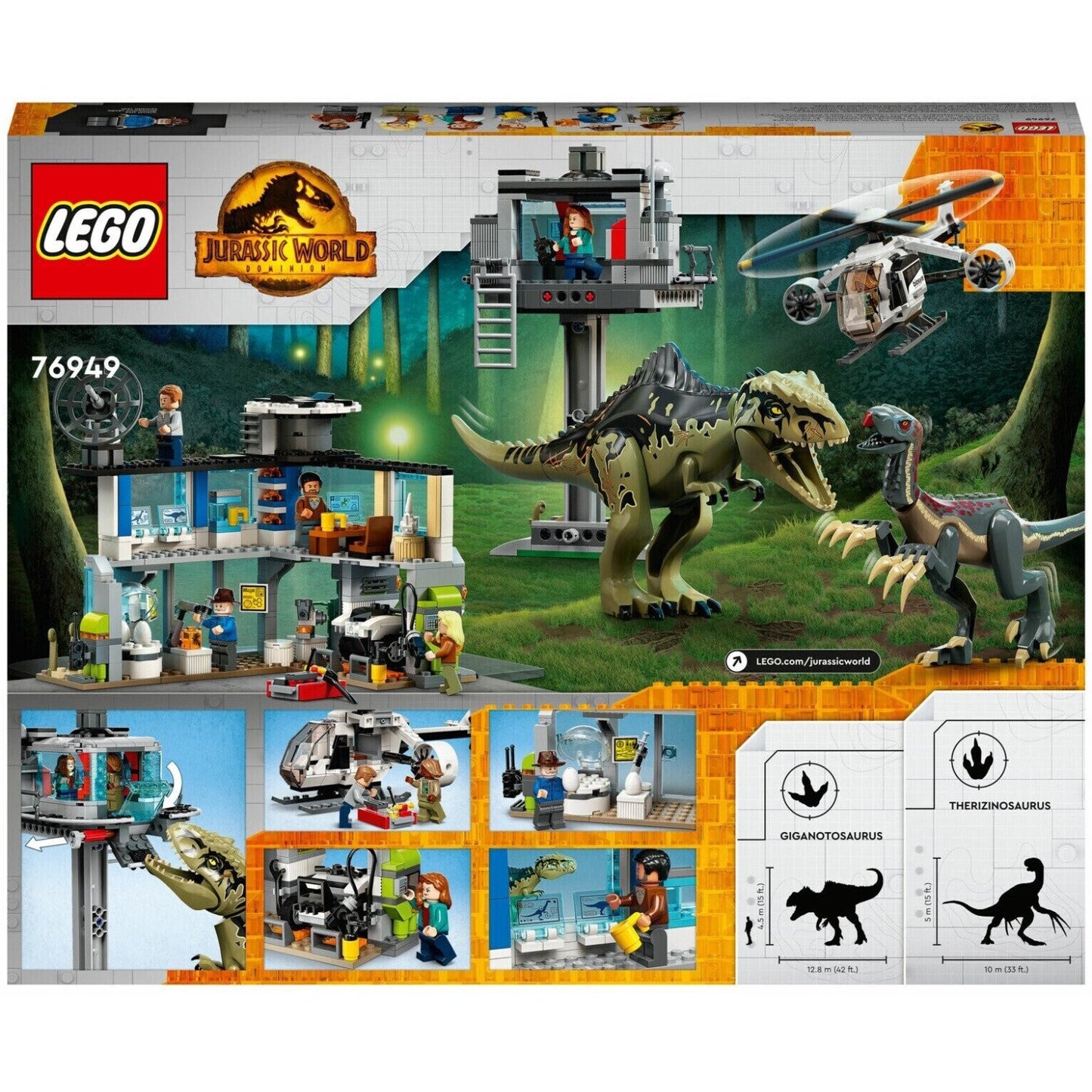 LEGO 76949 Jurassic World Giganotosaurus & Therizinosaurus Angriff
