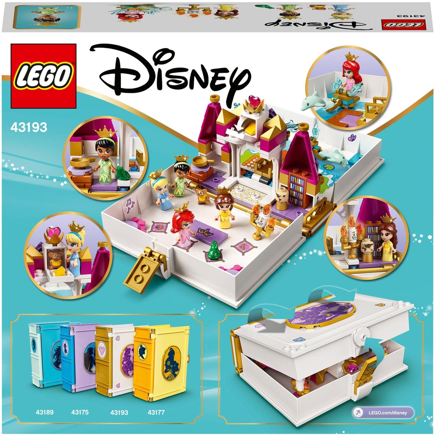 LEGO 43193 Disney Princess Märchenbuch Arielle Belle Cinderella Tiana